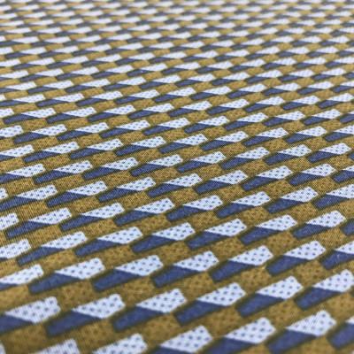 Сорочечная ткань принт Геометрия шоколад-синяя