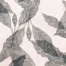 Сорочечная ткань принт Листья черно-белая