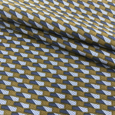 Сорочечная ткань принт Геометрия шоколад-синяя