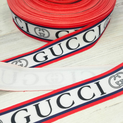 Лента декоративная Gucci бело-синяя