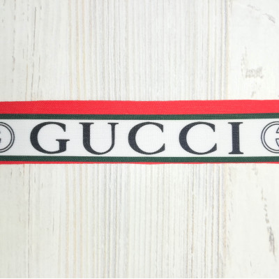 Лента декоративная Gucci бело-зеленая