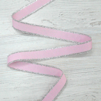 Лента декоративная люрекс розовая