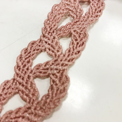 Кружево макраме Морской узел розовое