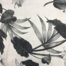 Органза принт Цветы черно-белые