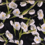 Креп-шифон белые тюльпаны на черном фоне