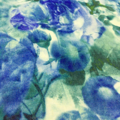 Лен Digital print Голубые розы