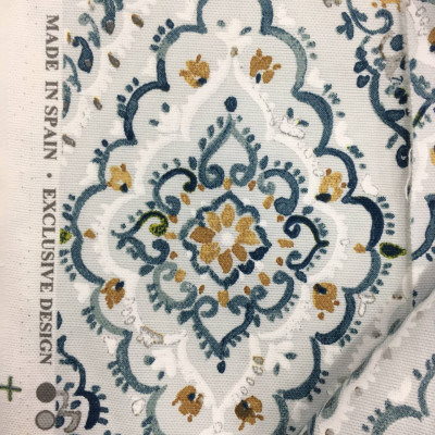 Портьерная ткань Португальский ажурный цветок зеленая