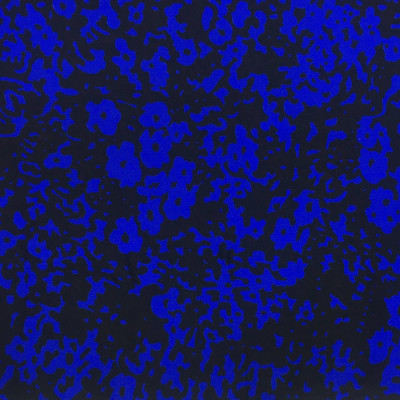 Вискоза Цветы черно-синяя