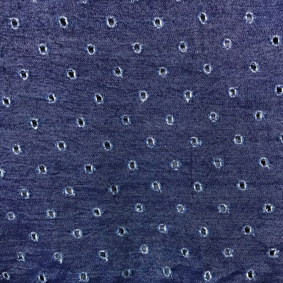 Джинсовая ткань принт Рваный синяя